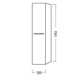 sanibel 5001 Hochschrank KF10079 Griff drehbar 1T 350x1743x340mm Anthrazit-Gl. – Bild 3