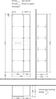 sanibel 5001 Stauraumschr. KF12078 Griff drehbar 1 Tür 550x1743x340mm Weiß-Glanz – Bild 3