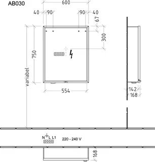 sanibel 5001 Spiegelschrank AB03078 LED Alu 1 Tür links 600x741x168mm Weiß-Glanz – Bild 3