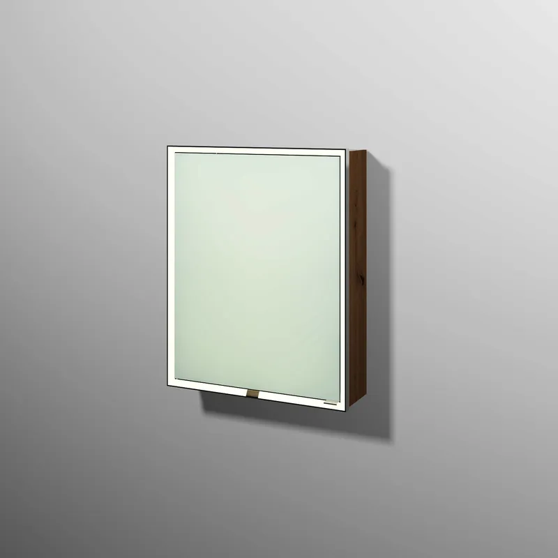 sanibel 5001 Spiegelschrank AB03085 LED Alu 1 Tür links 600x741x168mm Eiche-Natural