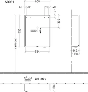 sanibel 5001 Spiegelschrank AB03167 LED Alu 1 Tür rechts 600x750x168mm Sandgrau-Matt – Bild 3