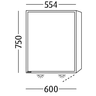 sanibel 5001 Spiegelschrank AB03167 LED Alu 1 Tür rechts 600x750x168mm Sandgrau-Matt – Bild 2