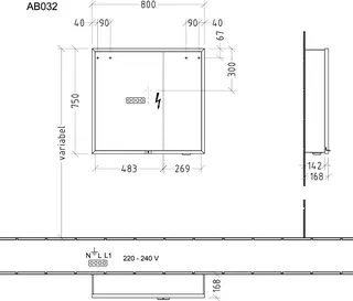 sanibel 5001 Spiegelschrank AB03278 LED Alu 2 Türen 800x750x168mm Weiß-Glanz – Bild 2
