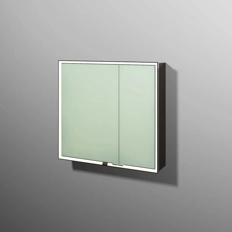 sanibel 5001 Spiegelschrank AB03237 LED Alu 2 Türen 800x750x168mm Eiche-Nebraska