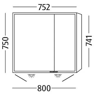 sanibel 5001 Spiegelschrank AB03250 LED Alu 2 Türen 800x750x168mm Eiche-Tabak – Bild 2