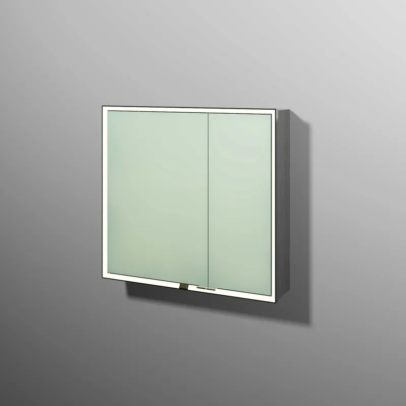 sanibel 5001 Spiegelschrank AB03255 LED Alu 2 Türen 800x750x168mm Linde-Hell