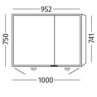 sanibel 5001 Spiegelschrank AB03479 LED Alu 2 Türen 1000x750x168mm Anthrazit-Gl. – Bild 2