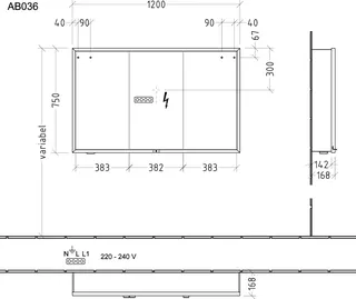 sanibel 5001 Spiegelschrank AB03643 LED Alu 3 Türen 1200x750x168mm Weiß-Soft – Bild 2