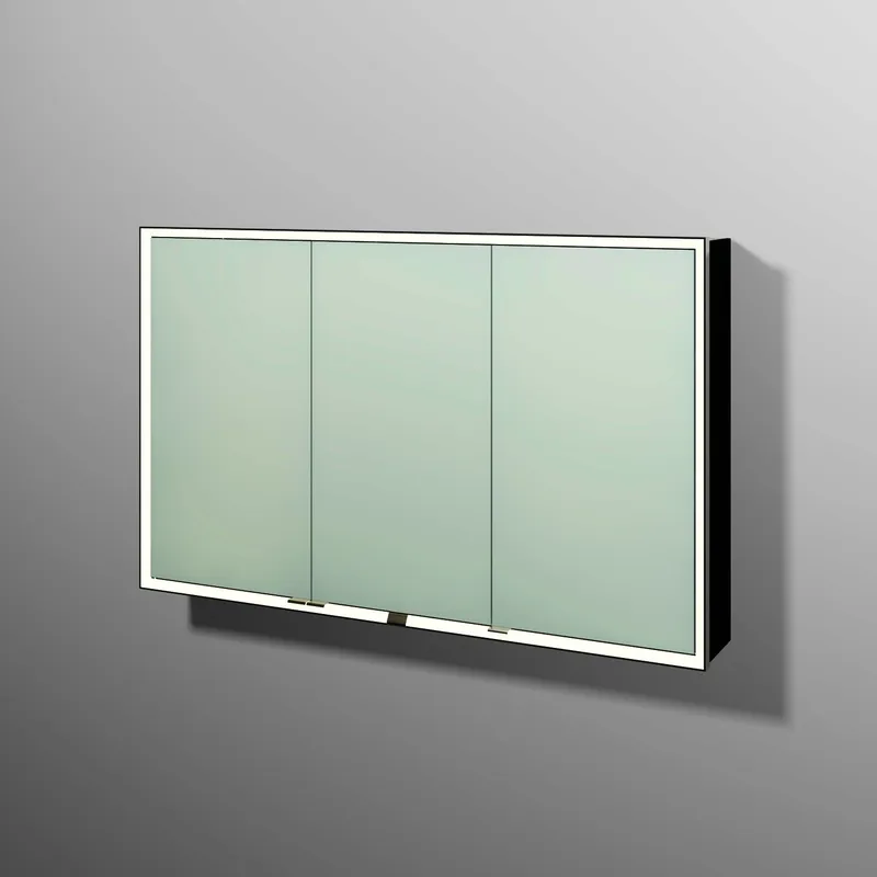sanibel 5001 Spiegelschrank AB03608 LED Alu 3 Türen 1200x750x168mm Schwarz-Matt