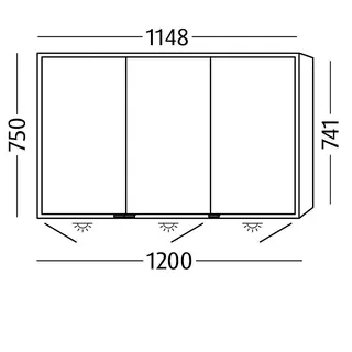 sanibel 5001 Spiegelschrank AB03637 LED Alu 3Türen 1200x750x168mm Eiche-Nebraska – Bild 3