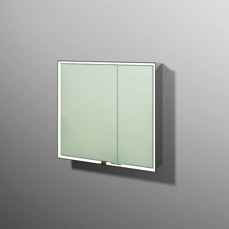 sanibel 5001 Spiegelschrank AB0426L LED Wandeinbau Alum. 2 Türen 800x750x168mm