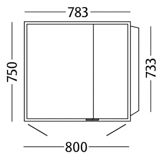 sanibel 5001 Spiegelschrank AB0426L LED Wandeinbau Alum. 2 Türen 800x750x168mm – Bild 3