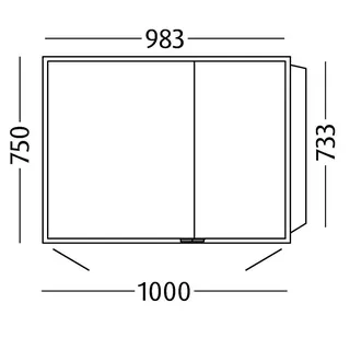 sanibel 5001 Spiegelschrank AB0446L LED Wandeinbau Alum. 2 Türen 1000x750x168mm – Bild 3
