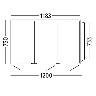 sanibel 5001 Spiegelschrank AB0466L LED Wandeinbau Alum. 3 Türen 1200x750x168mm – Bild 4