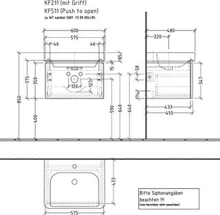 sanibel 5001 Waschtisch-Unterbau KF51178 Push 1 Auszug 575x375x455mm Weiß-Glanz – Bild 2