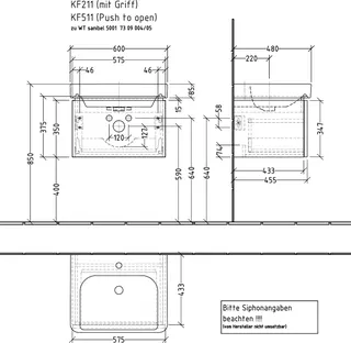 sanibel 5001 Waschtisch-Unterbau KF51101 Push 1 Auszug 575x375x455mm Weiß-Matt/Soft – Bild 3