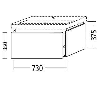 sanibel 5001 Waschtisch-Unterbau KF51350 Push 1 Auszug 730x375x455mm Eiche-Tabak – Bild 3