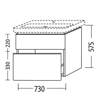 sanibel 5001 Waschtisch-Unterbau KF50455 Push 2 Auszüge 730x575x455mm Linde-Hell – Bild 2