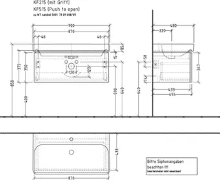 sanibel 5001 Waschtisch-Unterbau KF51555 Push 1 Auszug 870x375x455mm Linde-Hell – Bild 2