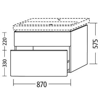 sanibel 5001 Waschtisch-Unterbau KF50650 Push 2 Auszüge 870x575x455mm Eiche-Tabak – Bild 2