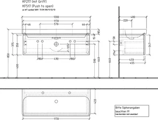 sanibel 5001 Waschtisch-Unterbau KF51767 Push 1 Auszug 1170x375x455mm Sandgrau-Matt – Bild 3