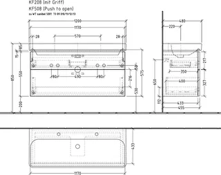 sanibel 5001 Waschtisch-Unterbau KF50878 Push 2 Auszüge 1170x575x455mm Weiß-Glanz – Bild 2