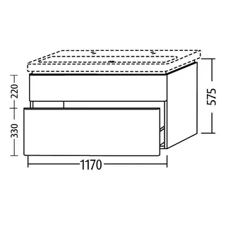 sanibel 5001 Waschtisch-Unterbau KF50878 Push 2 Auszüge 1170x575x455mm Weiß-Glanz – Bild 3