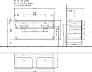 sanibel 5001 DWT-Unterbau KF51001 Push 2 Auszüge 1170x575x455mm Weiß-Matt/Soft – Bild 2