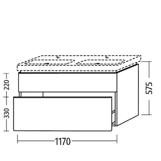 sanibel 5001 DWT-Unterbau KF51001 Push 2 Auszüge 1170x575x455mm Weiß-Matt/Soft – Bild 3