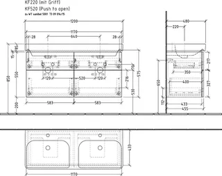 sanibel 5001 DWT-Unterbau KF52078 Push 4 Auszüge 1170x575x455mm Weiß-Glanz – Bild 3