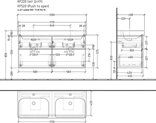 sanibel 5001 DWT-Unterbau KF52001 Push 4 Auszüge 1170x575x455mm Weiß-Matt/Soft – Bild 3