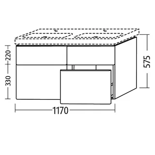 sanibel 5001 DWT-Unterbau KF52067 Push 4 Auszüge 1170x575x455mm Sandgrau-Matt – Bild 3
