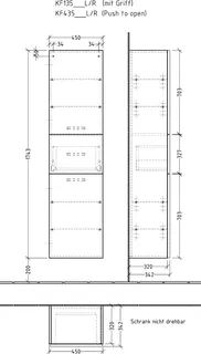 sanibel 5001 Hochschrank KF43567L Push 2T/1AZ links 450x1743x340mm Sandgrau-Matt – Bild 3