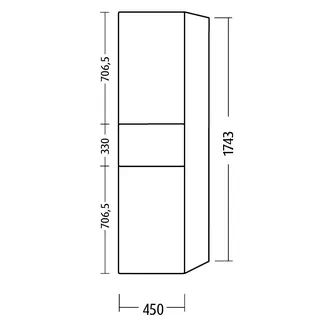 sanibel 5001 Hochschrank KF43567L Push 2T/1AZ links 450x1743x340mm Sandgrau-Matt – Bild 2