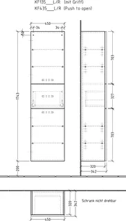 sanibel 5001 Hochschrank KF43578R Push 2T/1AZ rechts 450x1743x340mm Weiß-Glanz – Bild 2