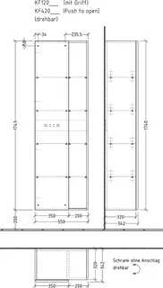 sanibel 5001 Stauraumschr. KF42078 Push drehbar 1 Tür 550x1743x340mm Weiß-Glanz – Bild 3