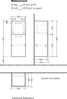sanibel 5001 Mittelschr. KF42655R Push 1T/1AZ rechts 350x872x340mm Linde-Hell – Bild 2