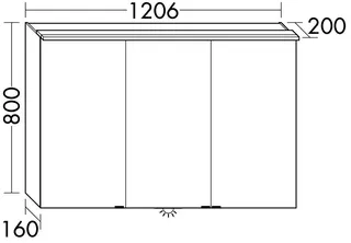 sanibel-Spiegelschrank FLEXPLUS SPUI120R LED-Waschtisch 1206x800x200mm verspiegelt – Bild 2