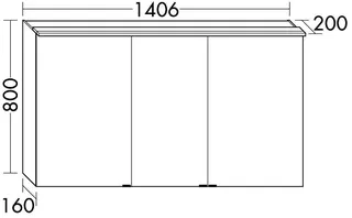 sanibel-Spiegelschrank FLEXPLUS SPUH140R LED 1406x800x200mm verspiegelt – Bild 2