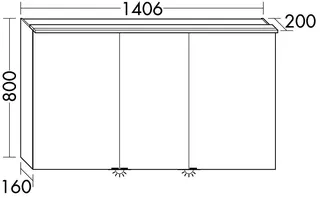 sanibel-Spiegelschrank FLEXPLUS SPUI140L LED-Waschtisch 1406x800x200mm verspiegelt – Bild 2
