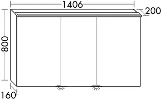 sanibel-Spiegelschrank FLEXPLUS SPUI140R LED-Waschtisch 1406x800x200mm verspiegelt – Bild 2