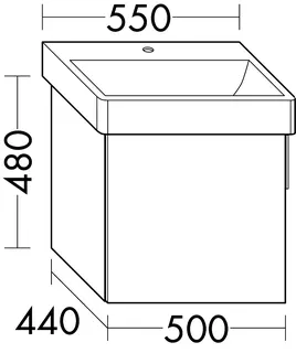 sanibel-Waschtisch-Unterbau 2.0 FLEX WURI050L 500mm breit Tür links Basaltgrau – Bild 2
