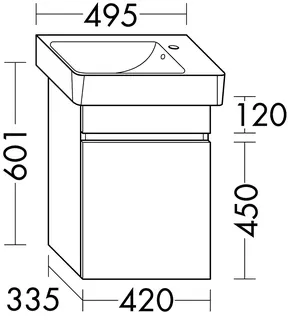 sanibel-Waschtisch-Unterbau FLEX PLUS WYAJ042L 420mm breit Tür links Eiche Urban – Bild 2
