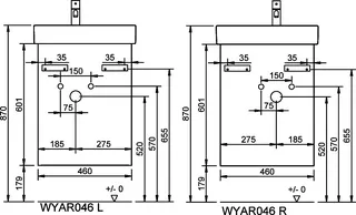 sanibel-Waschtisch-Unterbau FLEX PLUS WYAR046R 460mm breit Tür rechts Weiß Matt – Bild 3