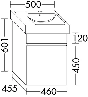 sanibel-Waschtisch-Unterbau FLEX PLUS WYAR046R 460mm breit Tür rechts Basaltgrau – Bild 2