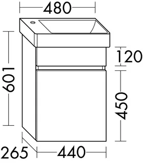 sanibel-Waschtisch-Unterbau FLEX PLUS WYBC044R 440mm breit Tür rechts Weiß Matt – Bild 2
