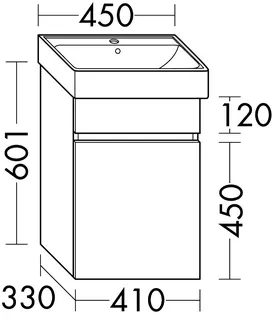 sanibel-Waschtisch-Unterbau FLEX PLUS WYBH041R 410mm breit Tür rechts Basaltgrau – Bild 2