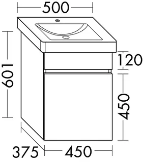 sanibel-Waschtisch-Unterbau FLEX PLUS WYBL045L 450mm breit Tür links Weiß Matt – Bild 2