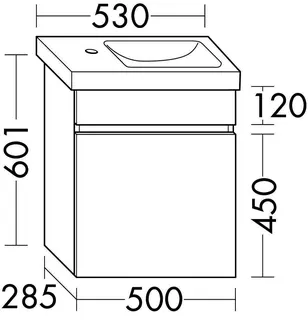 sanibel-Waschtisch-Unterbau FLEX PLUS WYAU050R 500mm breit Tür rechts Weiß Glänzend – Bild 2
