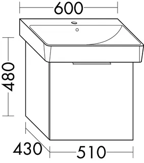 sanibel-Waschtisch-Unterbau 2.0 FLEX WXZZ051 510mm breit 1 Auszug Eiche Rost – Bild 2